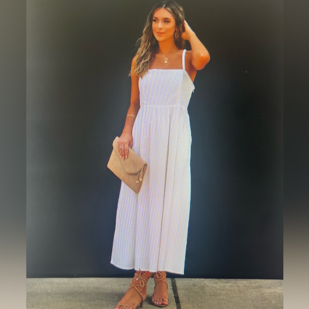 Vici cotton linen blend pocketed midi dress